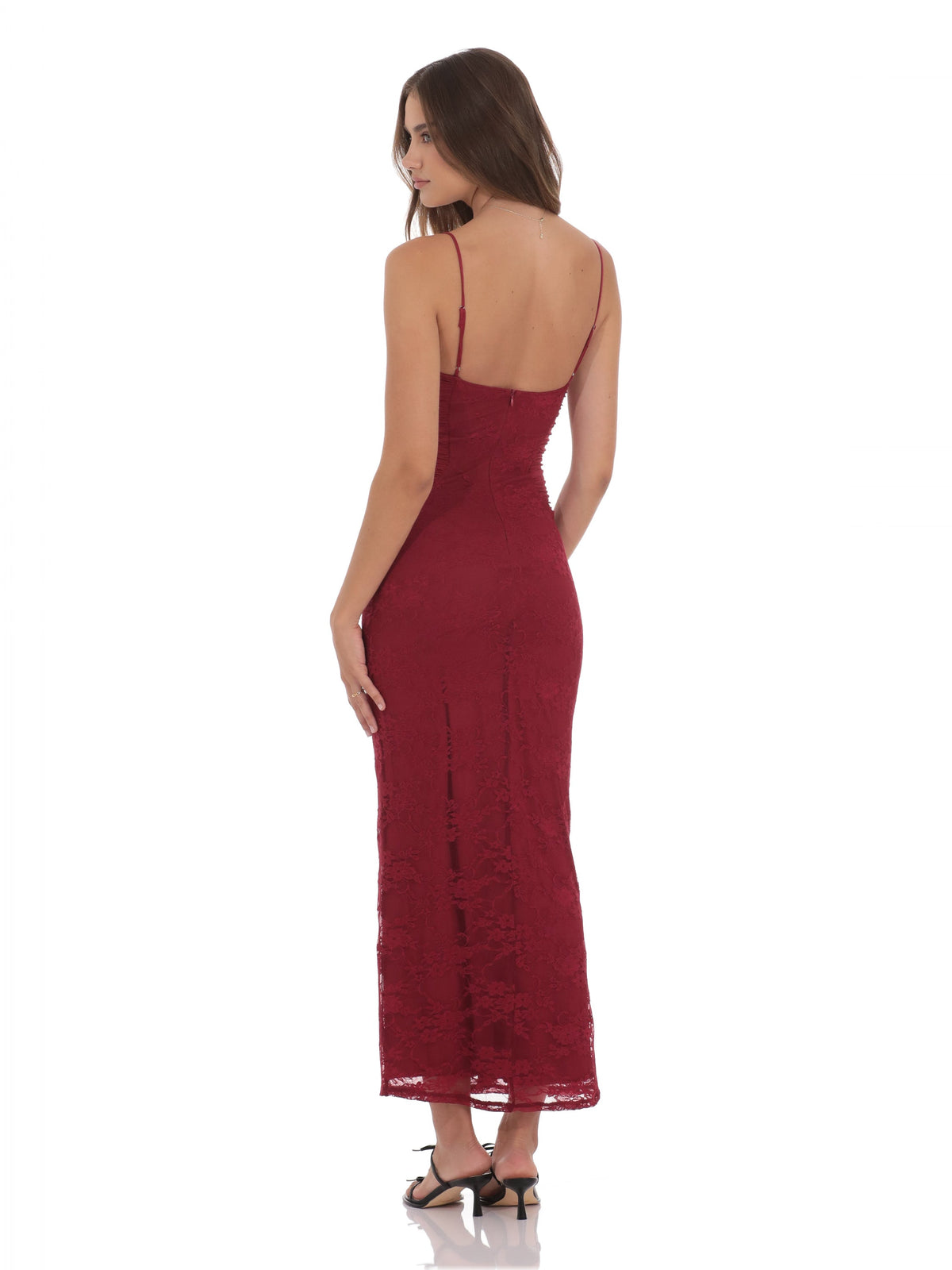 Red bridesmaid dress with a-line silhouette