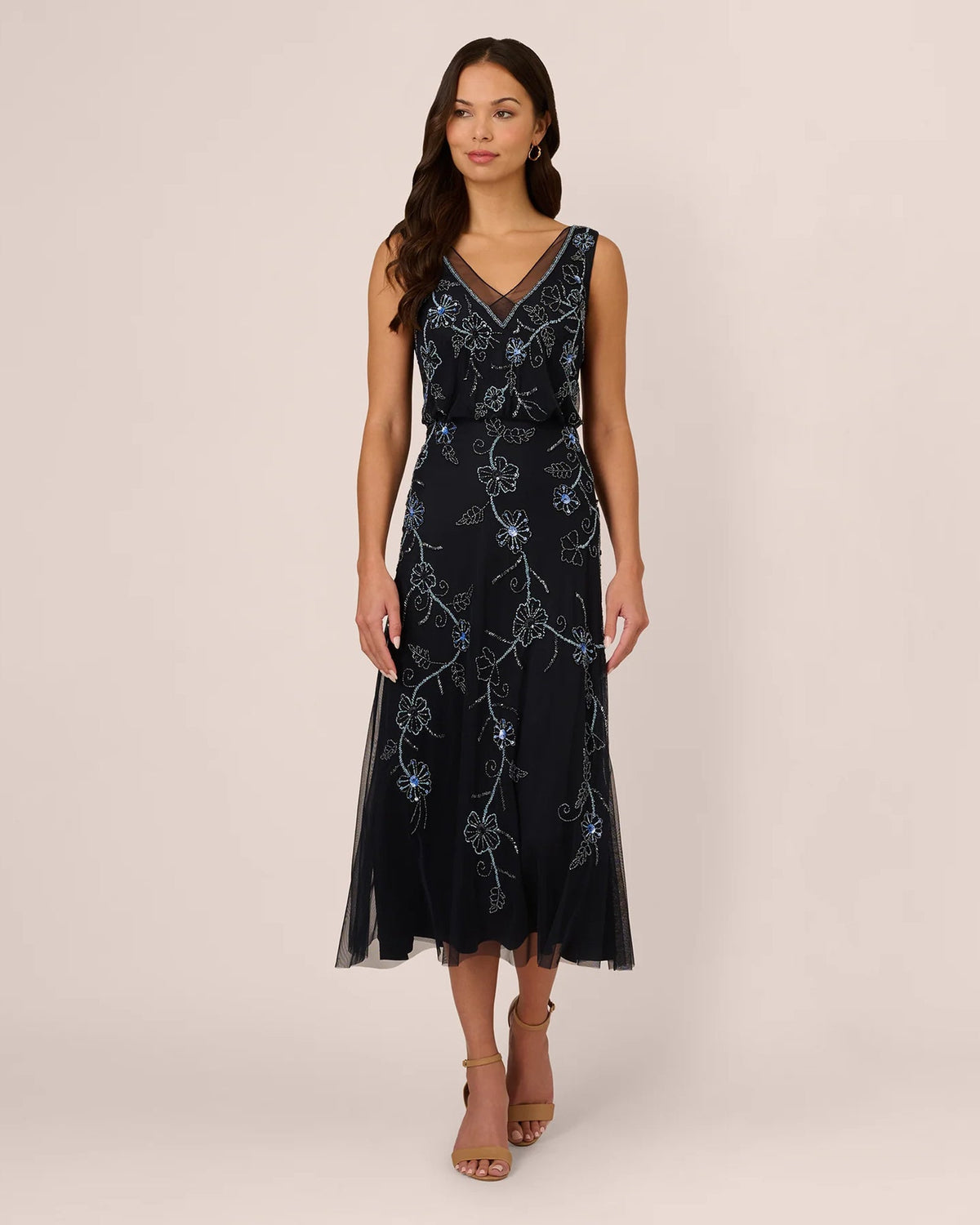 v neck a-line midi mother of the bride dress - image 2