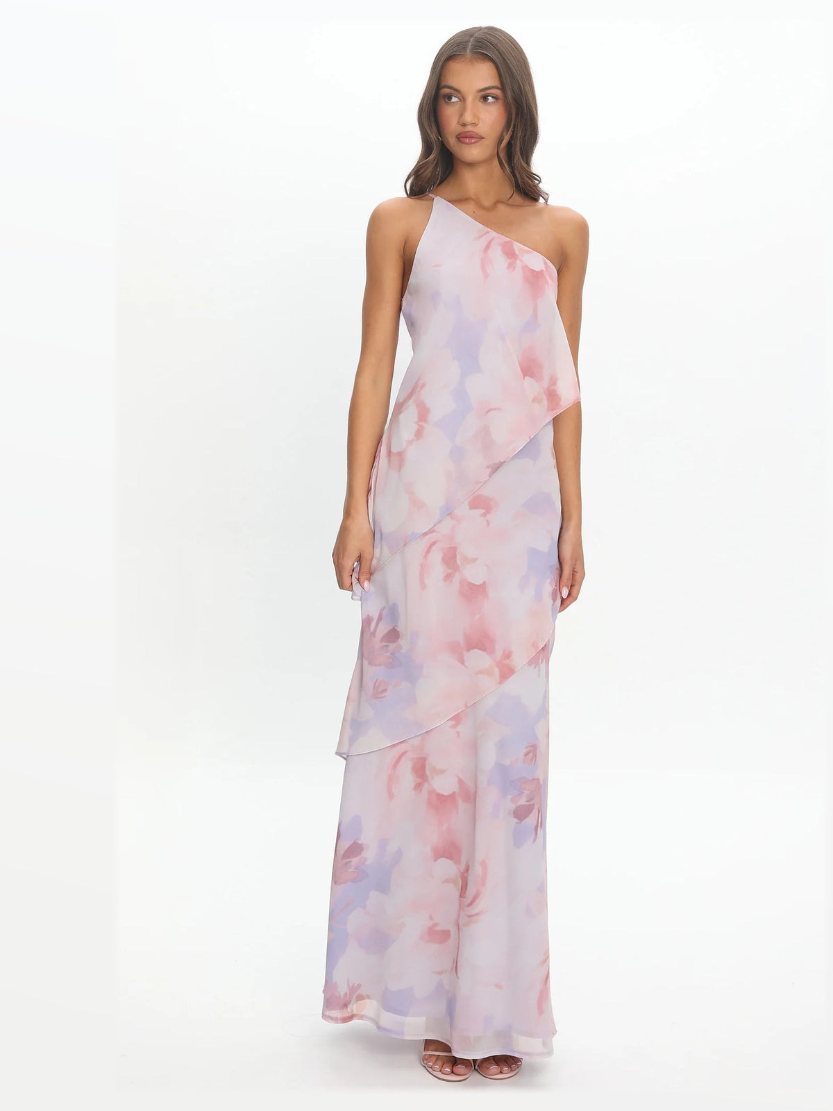 Lilac formal dress with one shoulder neckline