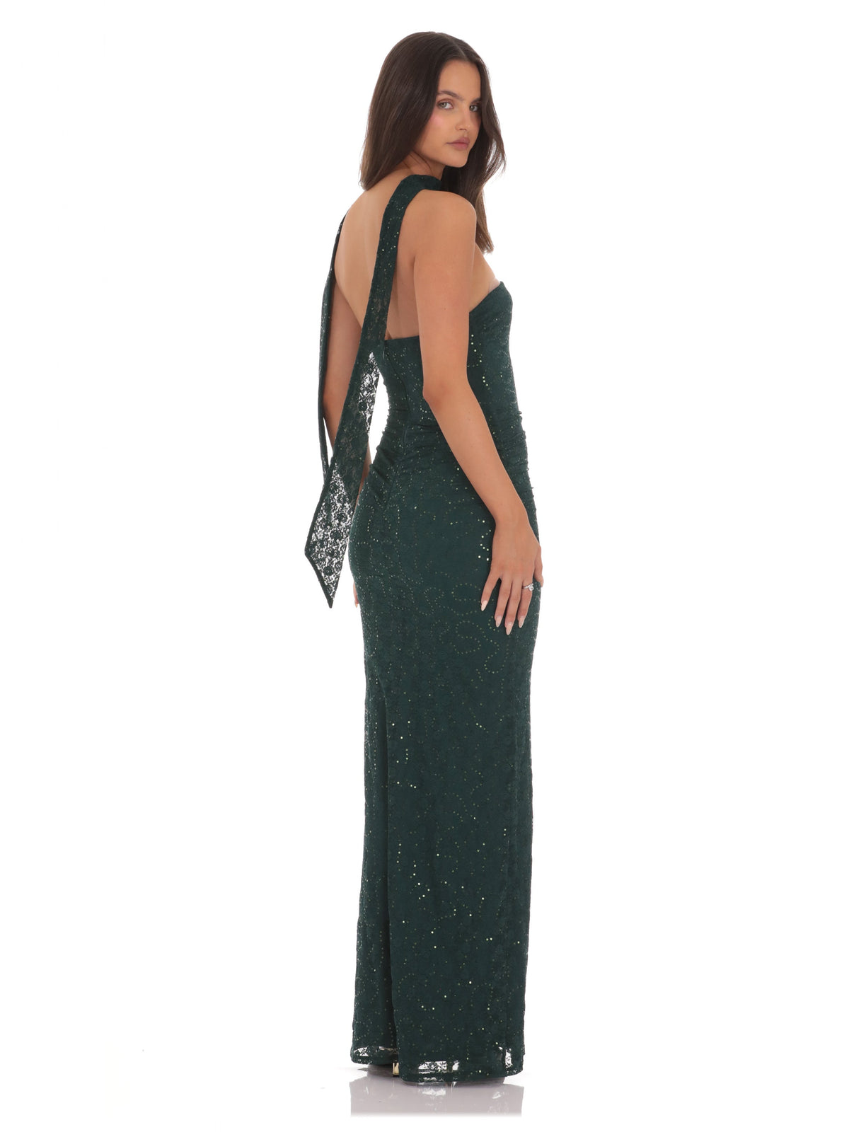 Green bridesmaid dress with a-line silhouette