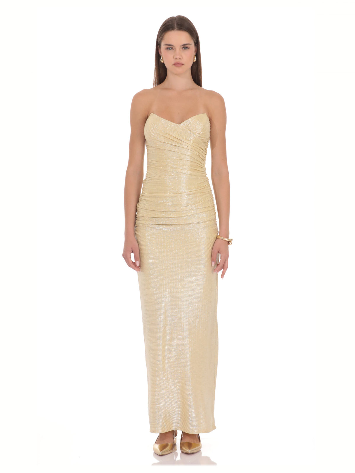 Champagne bridesmaid dress with a-line silhouette