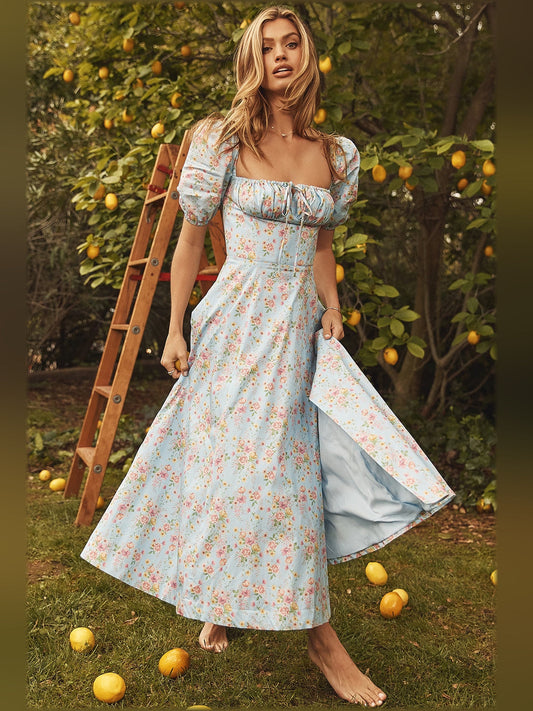 Floral midi formal dress with floral print, alternate view
