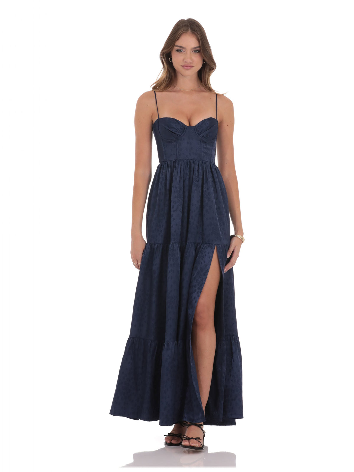 Navy bridesmaid dress with a-line silhouette