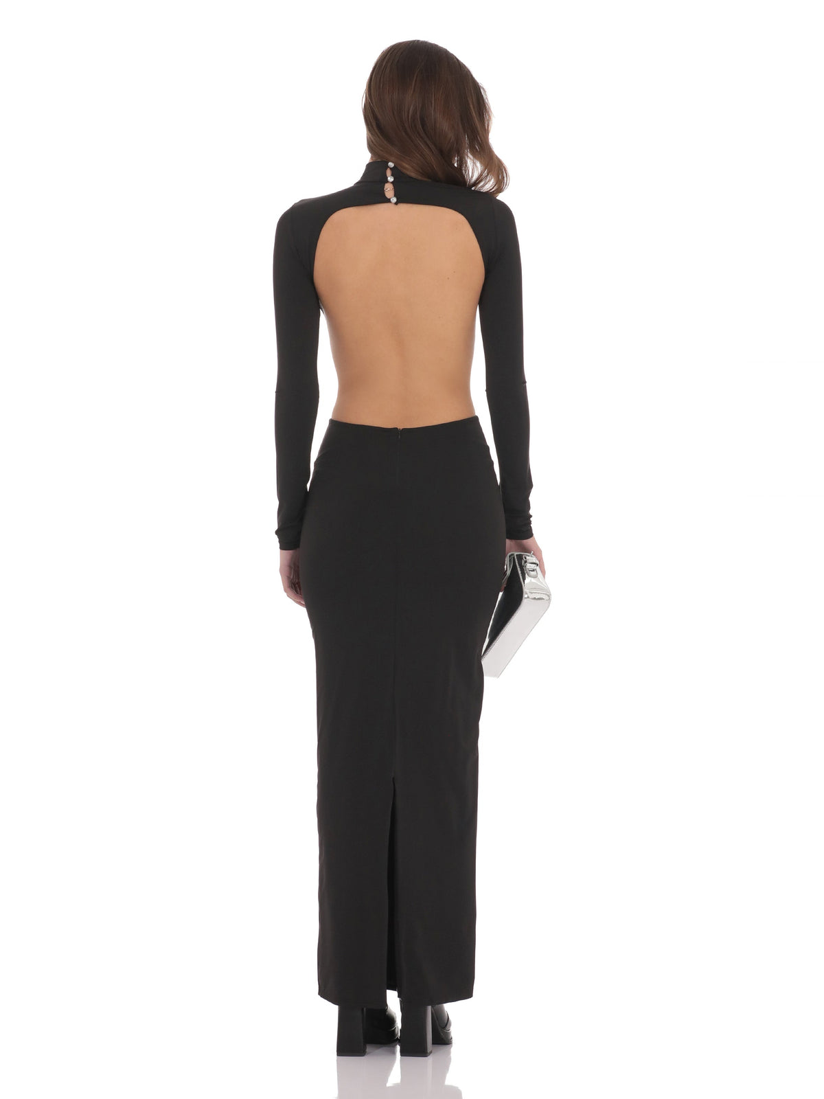 Black bridesmaid dress with a-line silhouette