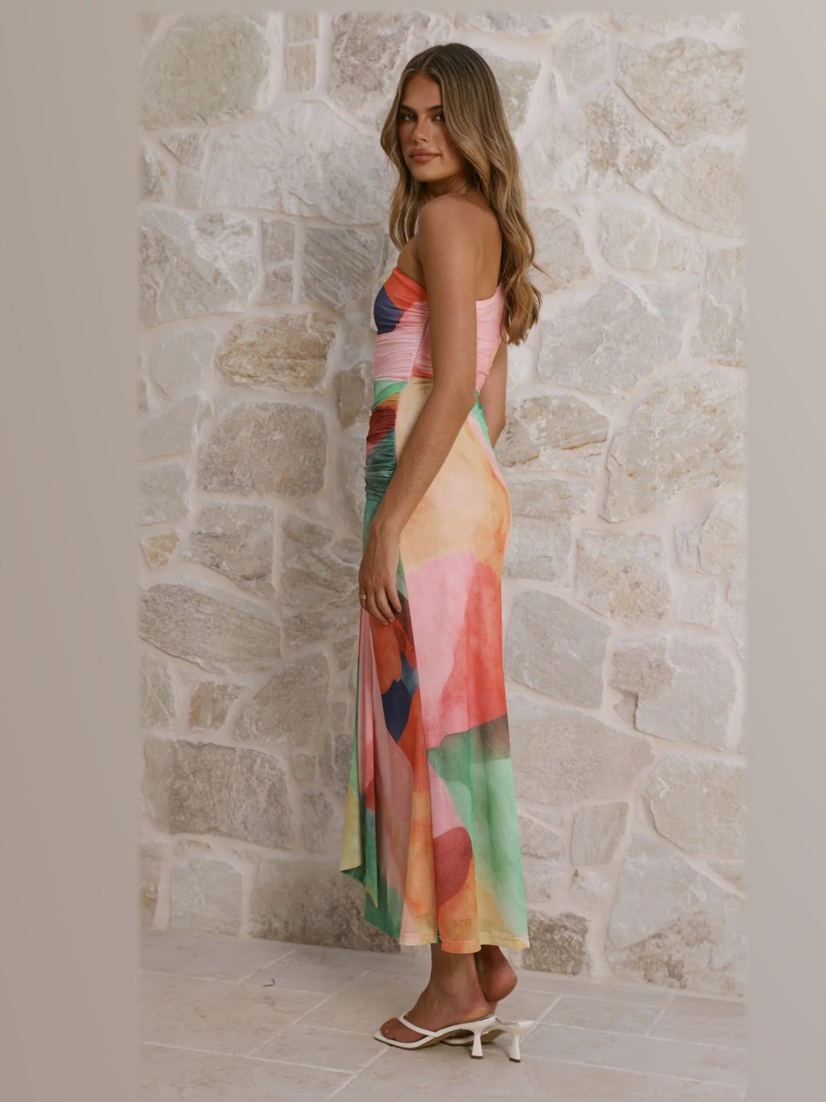 Pink formal dress with a-line silhouette