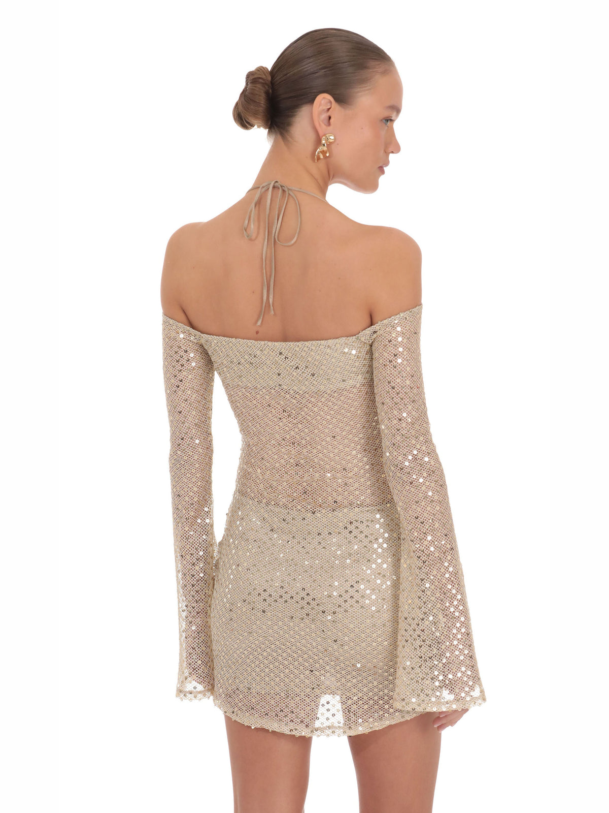 Gold homecoming dress with a-line silhouette
