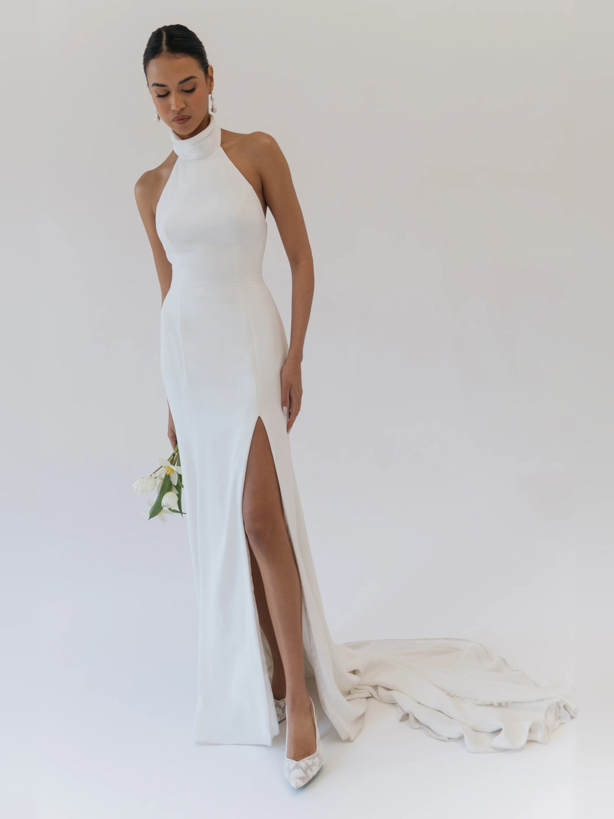 halter neck fit-and-flare floor-length formal dress - image 2