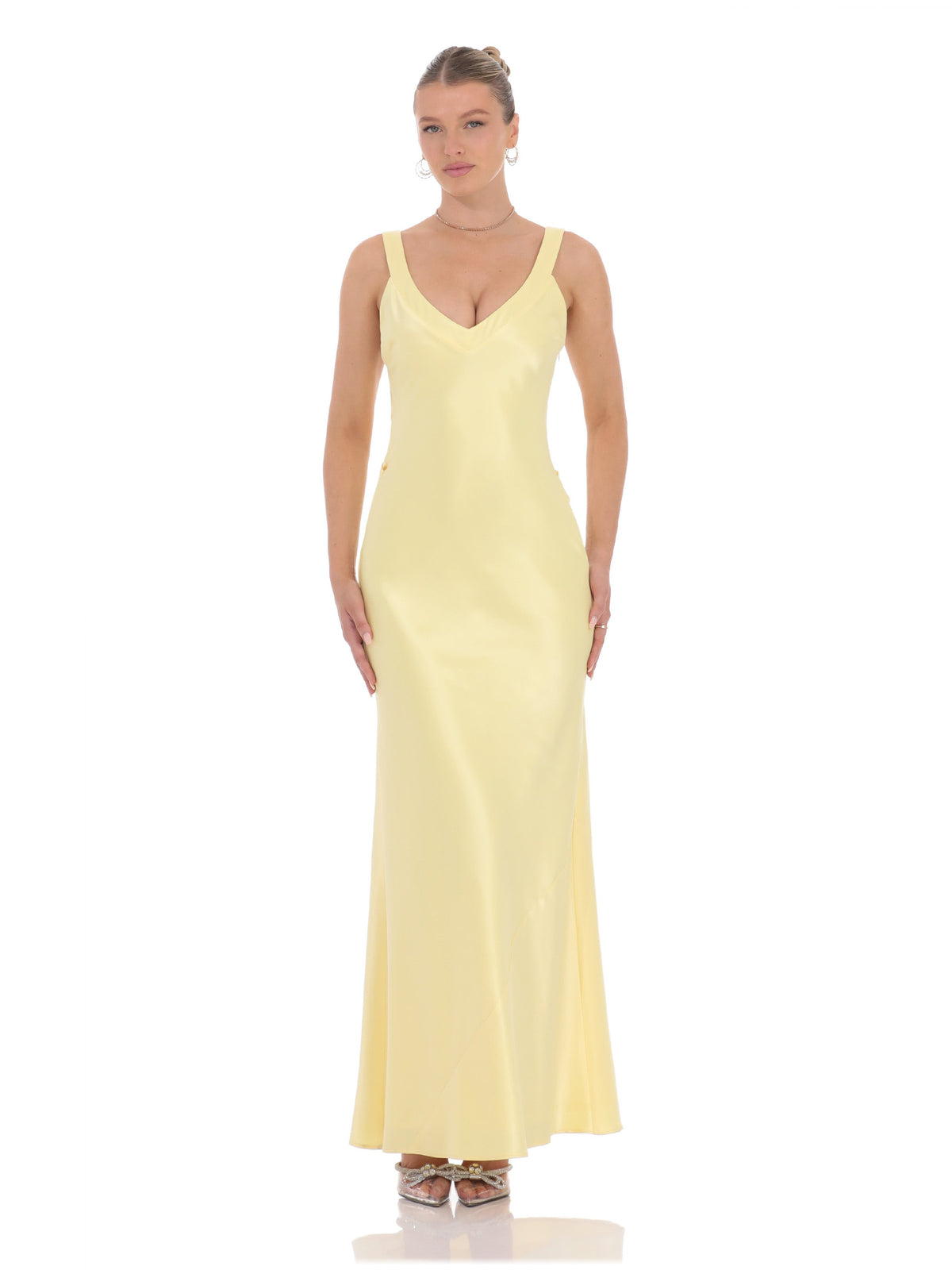 Yellow bridesmaid dress with a-line silhouette
