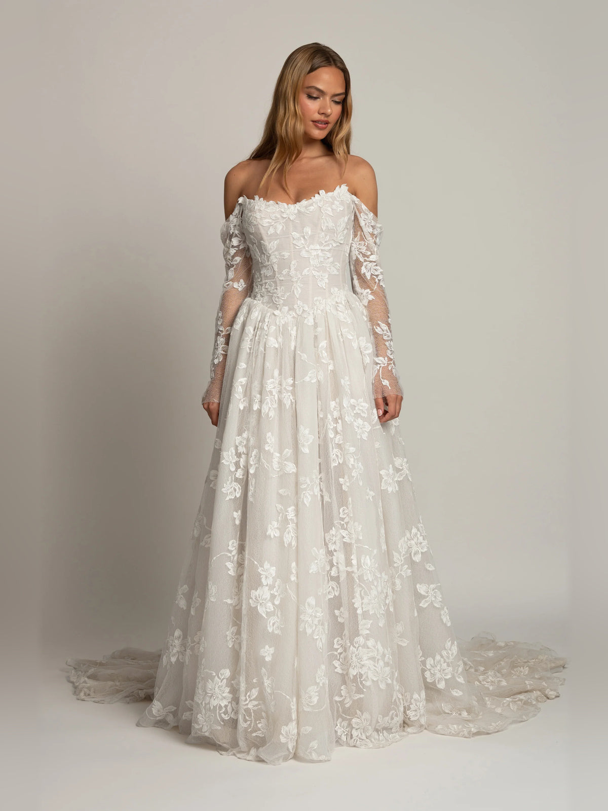 long-sleeve ball-gown floor-length formal dress - image 2