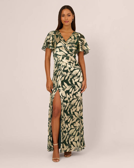 short-sleeve a-line maxi mother of the bride dress - image 2