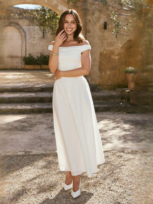 White midi formal dress, alternate view
