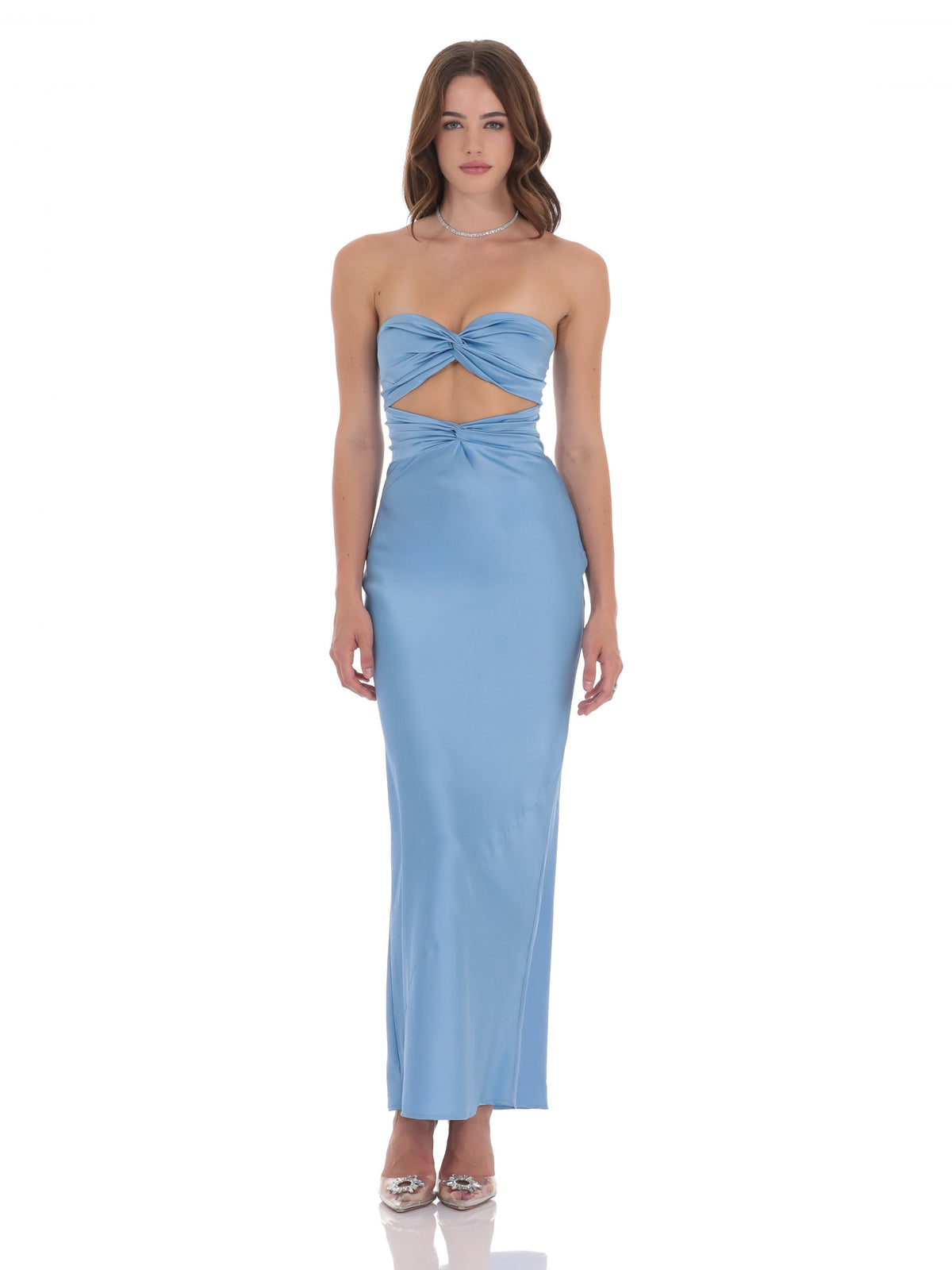 Light Blue bridesmaid dress with a-line silhouette