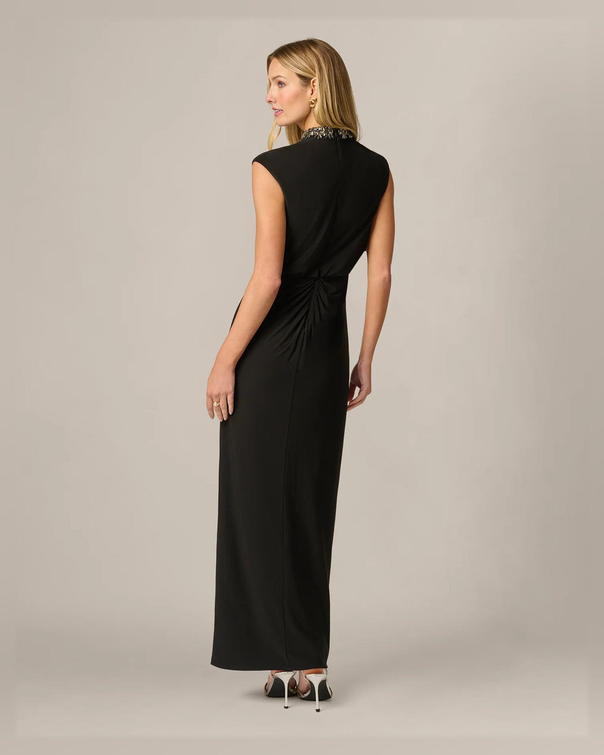 cap-sleeve column floor-length formal dress - image 2