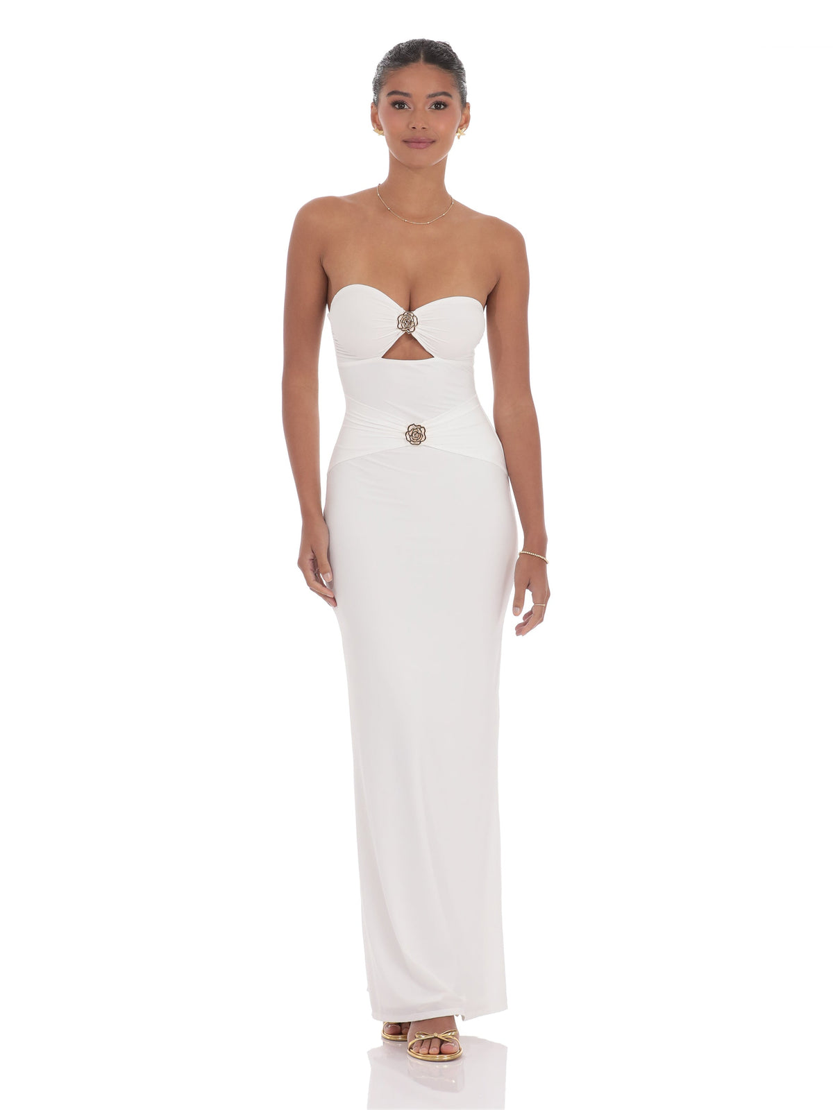White bridesmaid dress with a-line silhouette