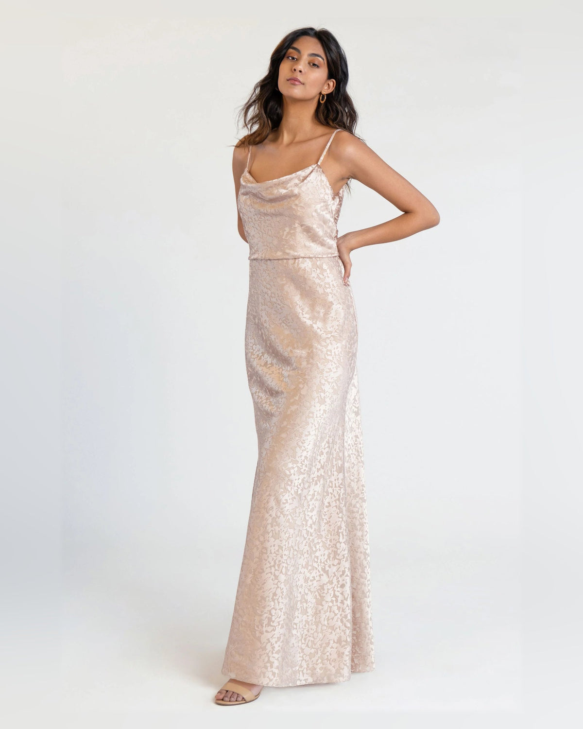cowl neck a-line floor-length formal dress - image 2