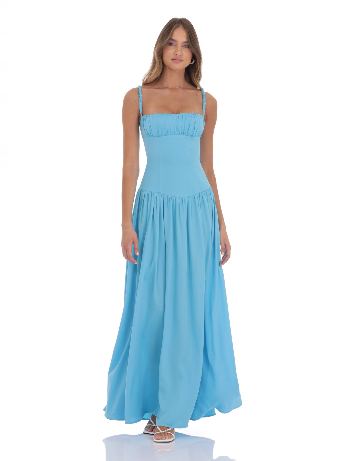 Aqua Blue bridesmaid dress with a-line silhouette