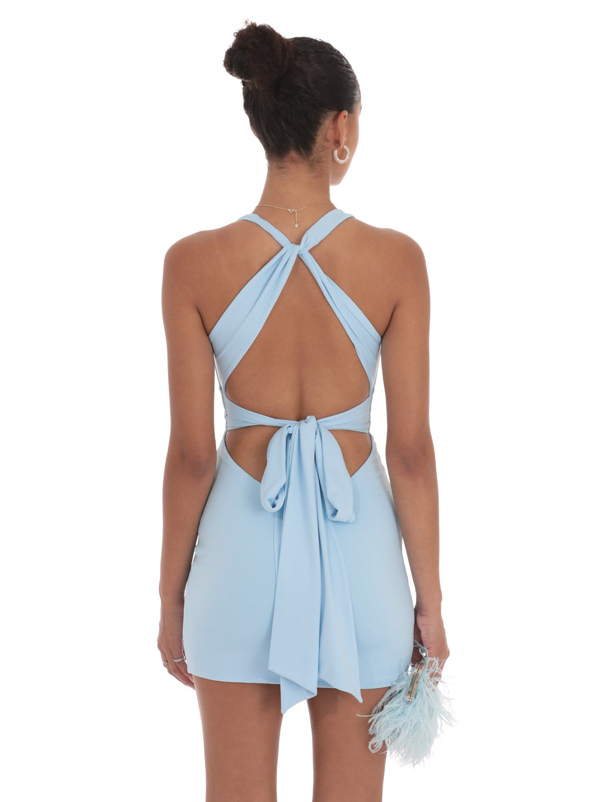 Light Blue homecoming dress with a-line silhouette