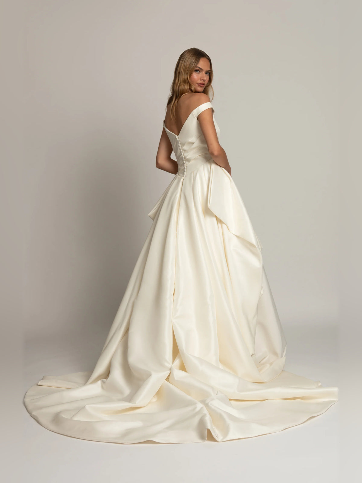off shoulder ball-gown high-low formal dress - image 2