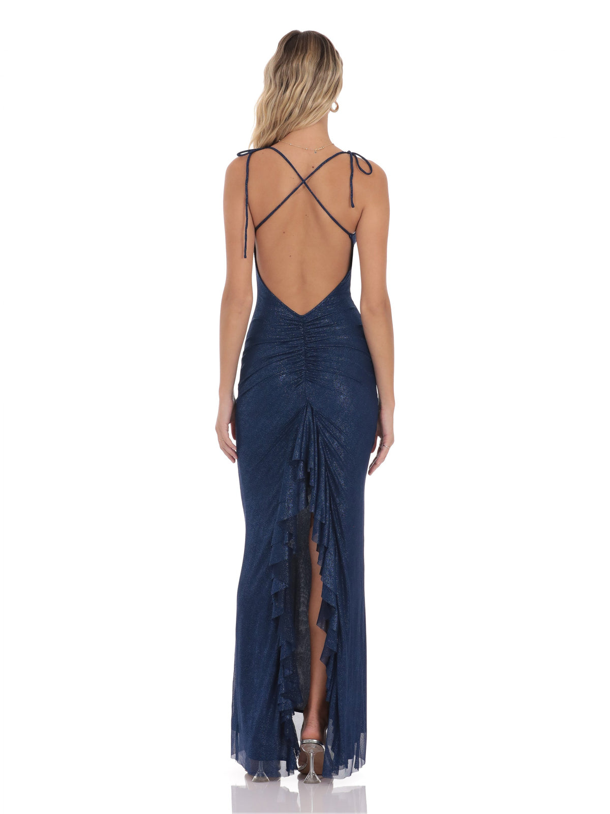 Navy bridesmaid dress with a-line silhouette