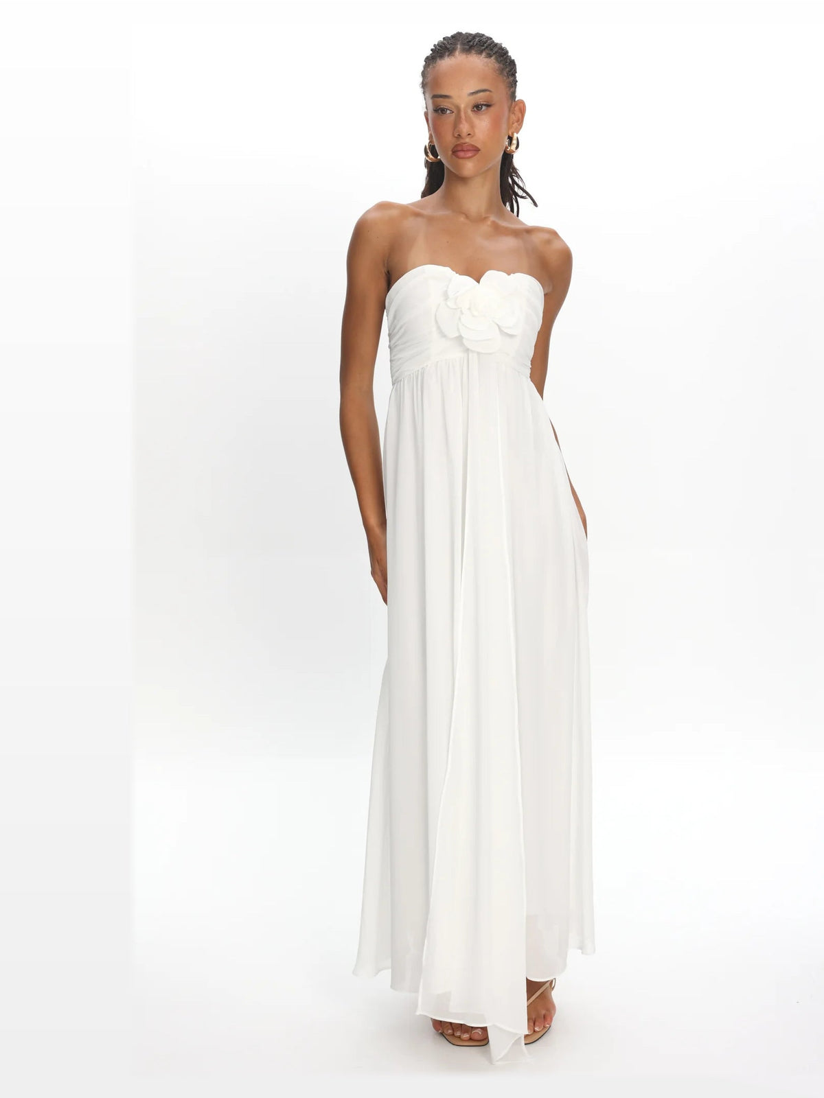 Oyster formal dress with a-line silhouette