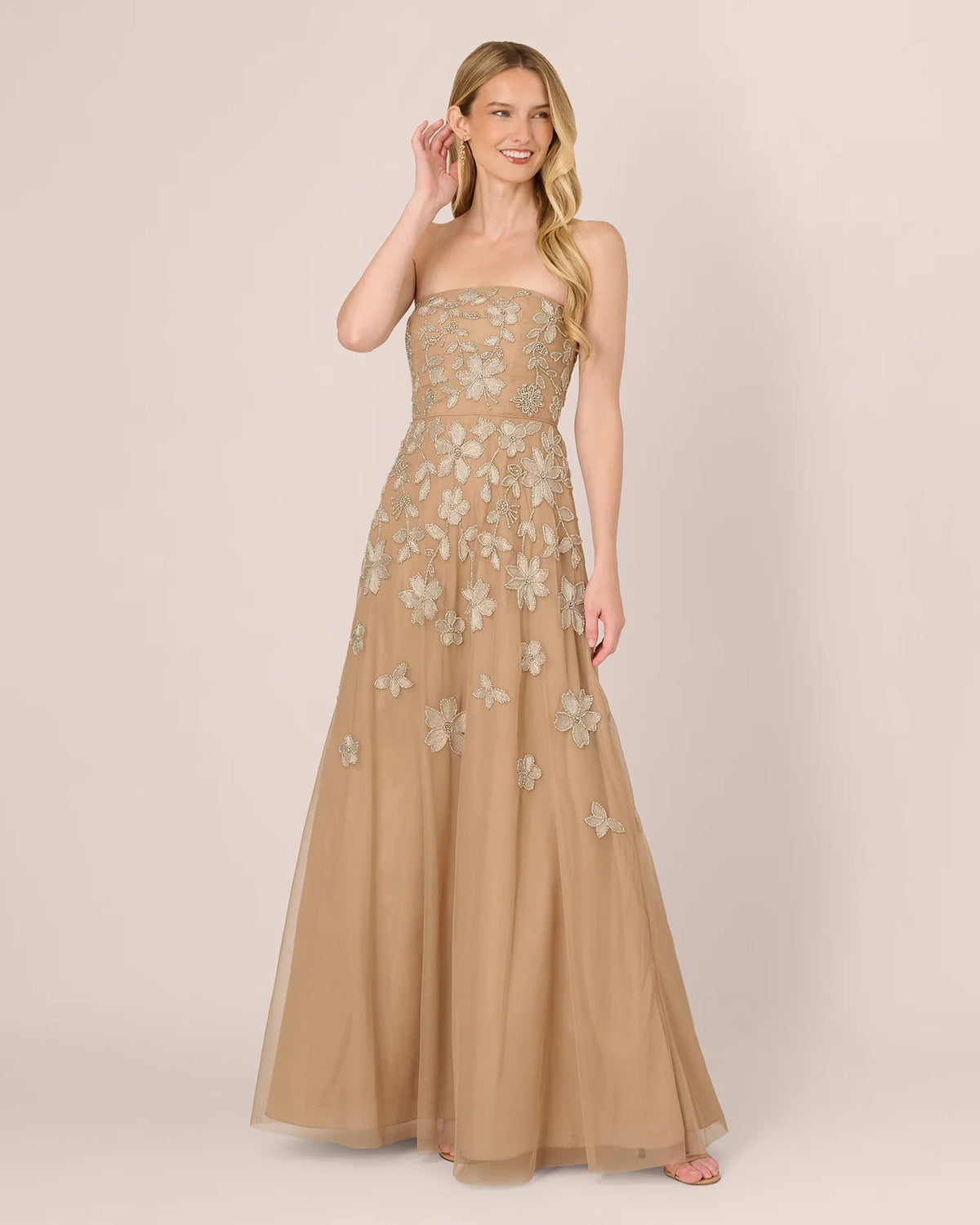 strapless a-line maxi mother of the bride dress - image 2