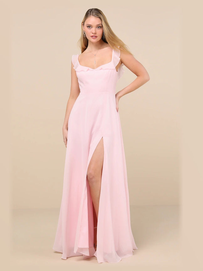 Light Pink formal dress with a-line silhouette