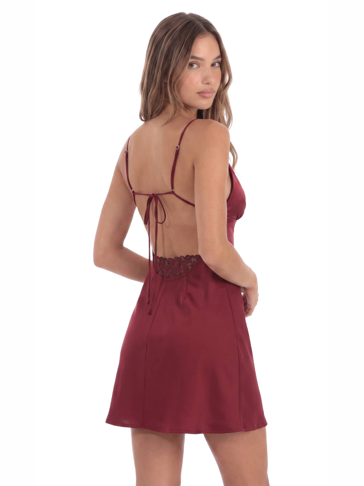 Burgundy homecoming dress with a-line silhouette
