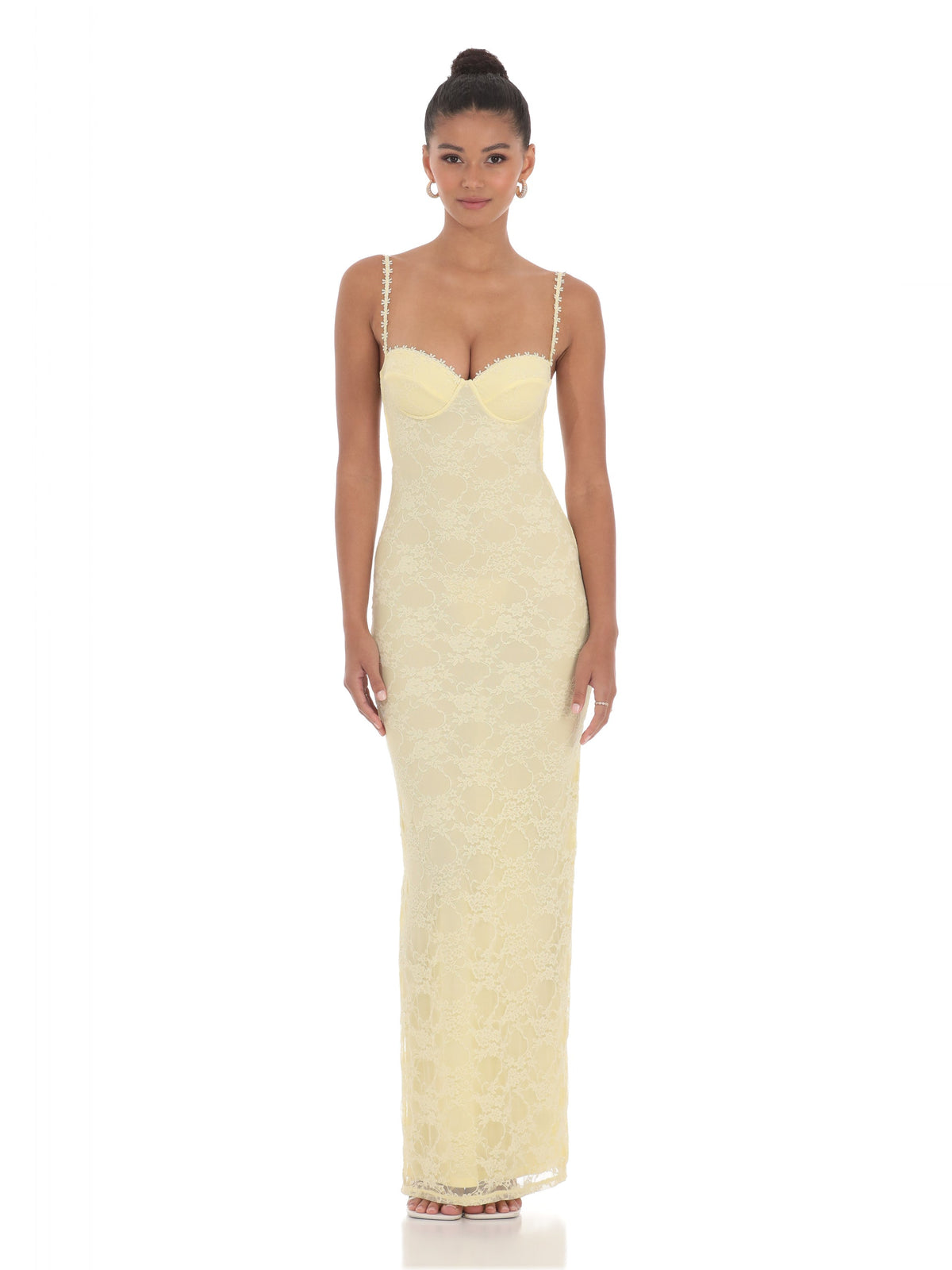 Yellow bridesmaid dress with a-line silhouette