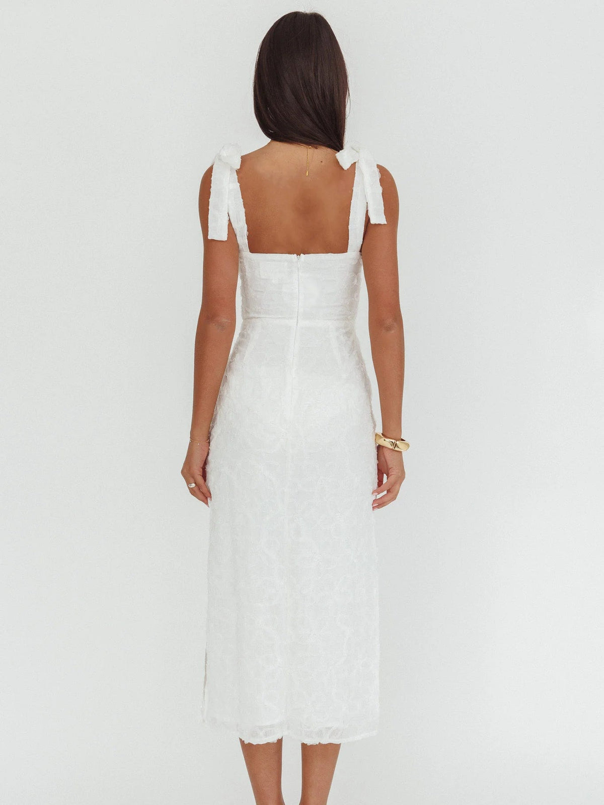 White midi formal dress, alternate view