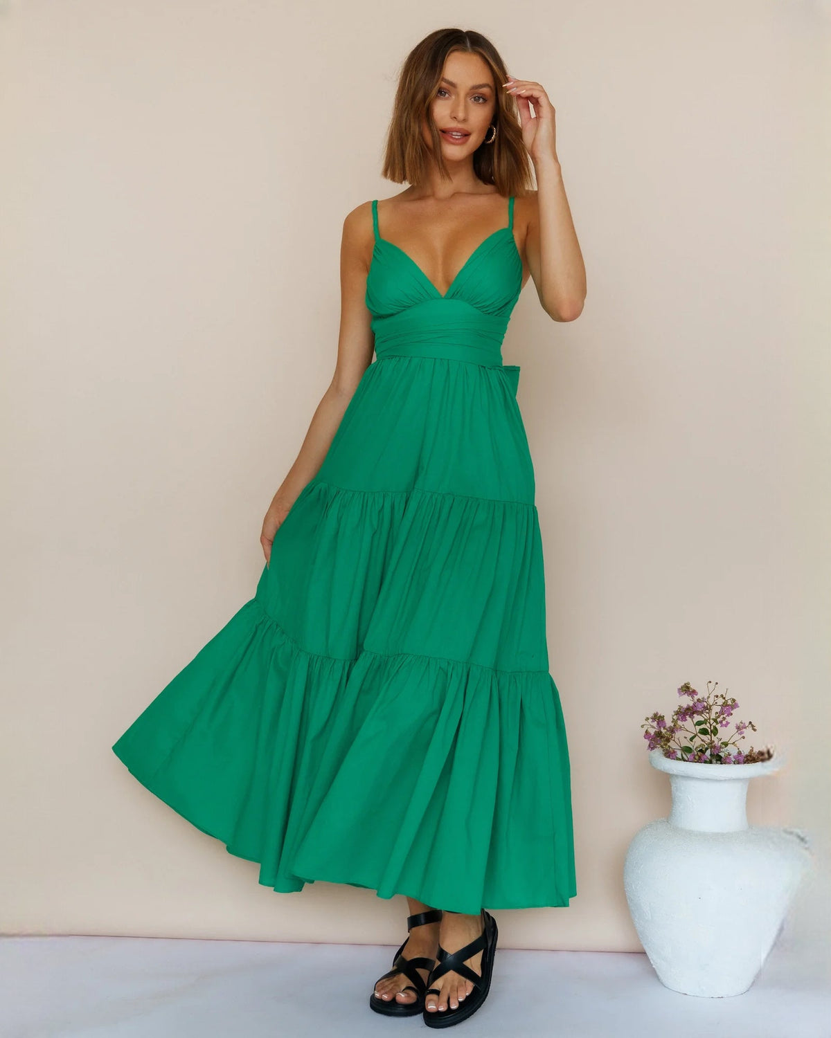 sleeveless chiffon a-line maxi bridesmaid dress - image 2