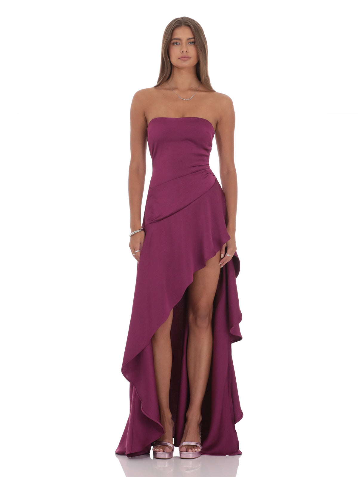 Plum bridesmaid dress with a-line silhouette