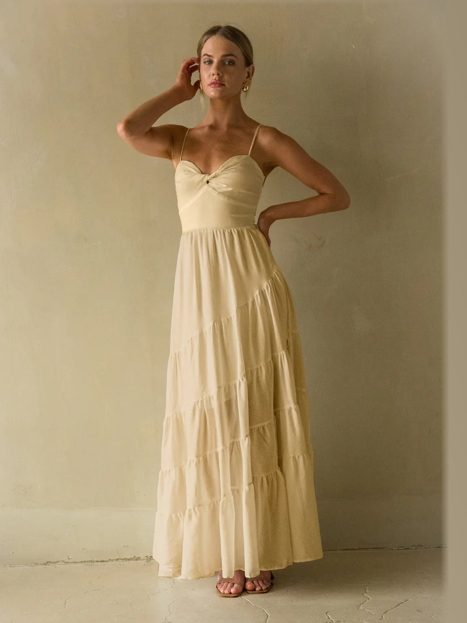 Butter Yellow formal dress with a-line silhouette