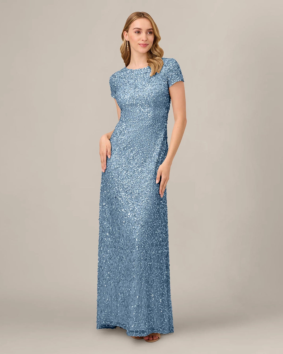 short-sleeve a-line floor-length mother of the bride dress - image 2