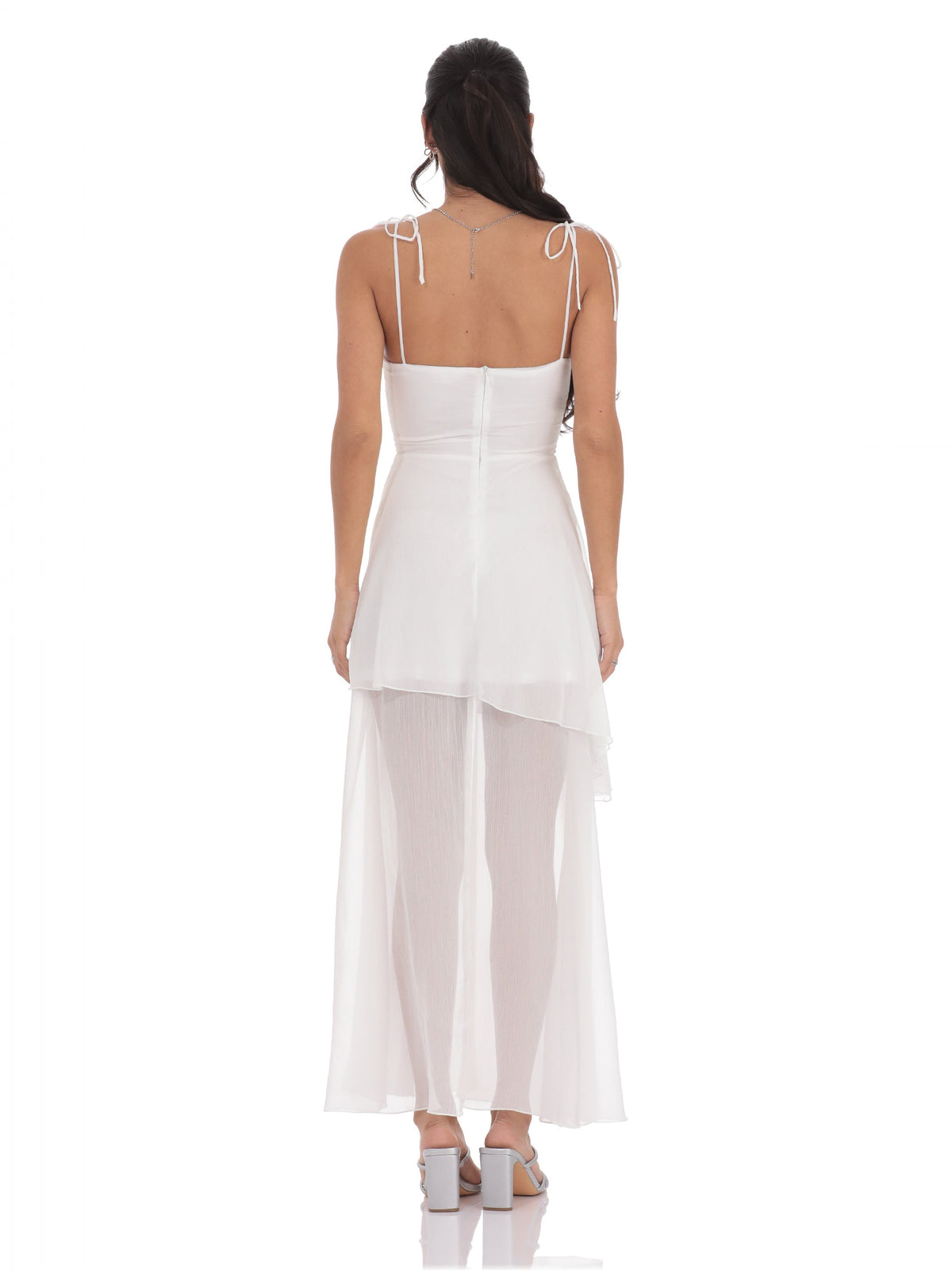 White bridesmaid dress with a-line silhouette