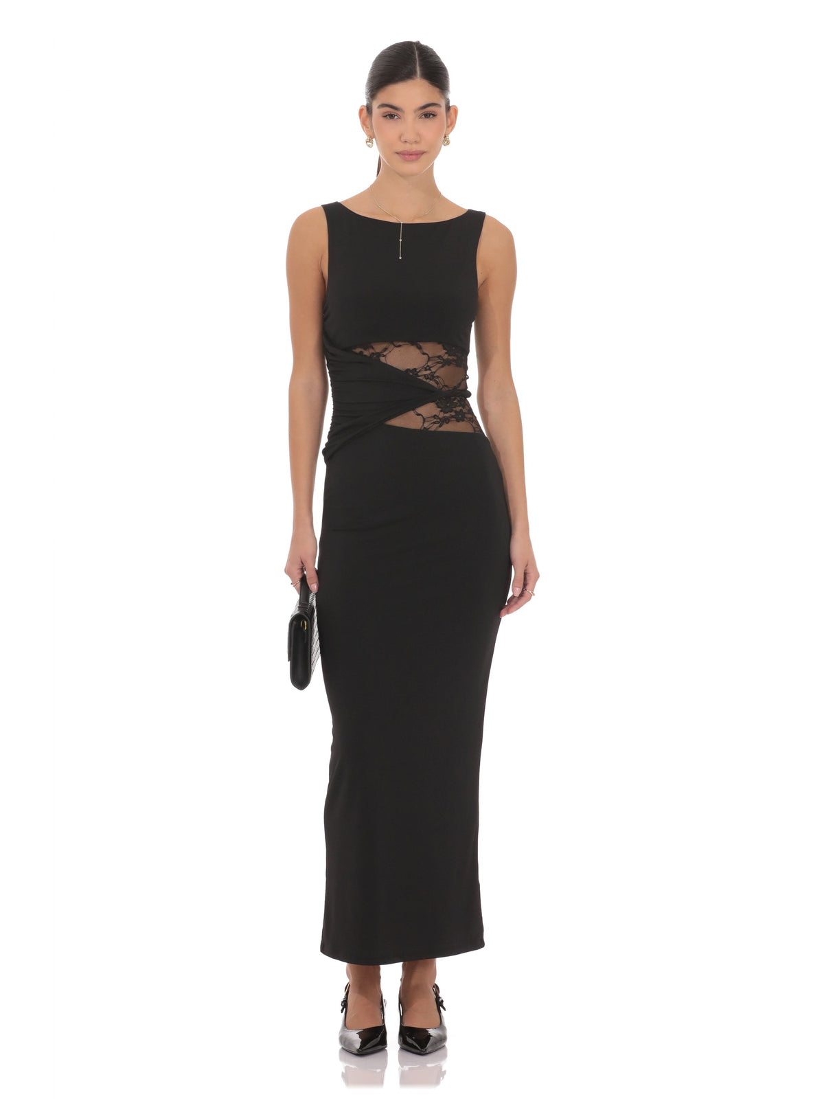 Black bridesmaid dress with a-line silhouette