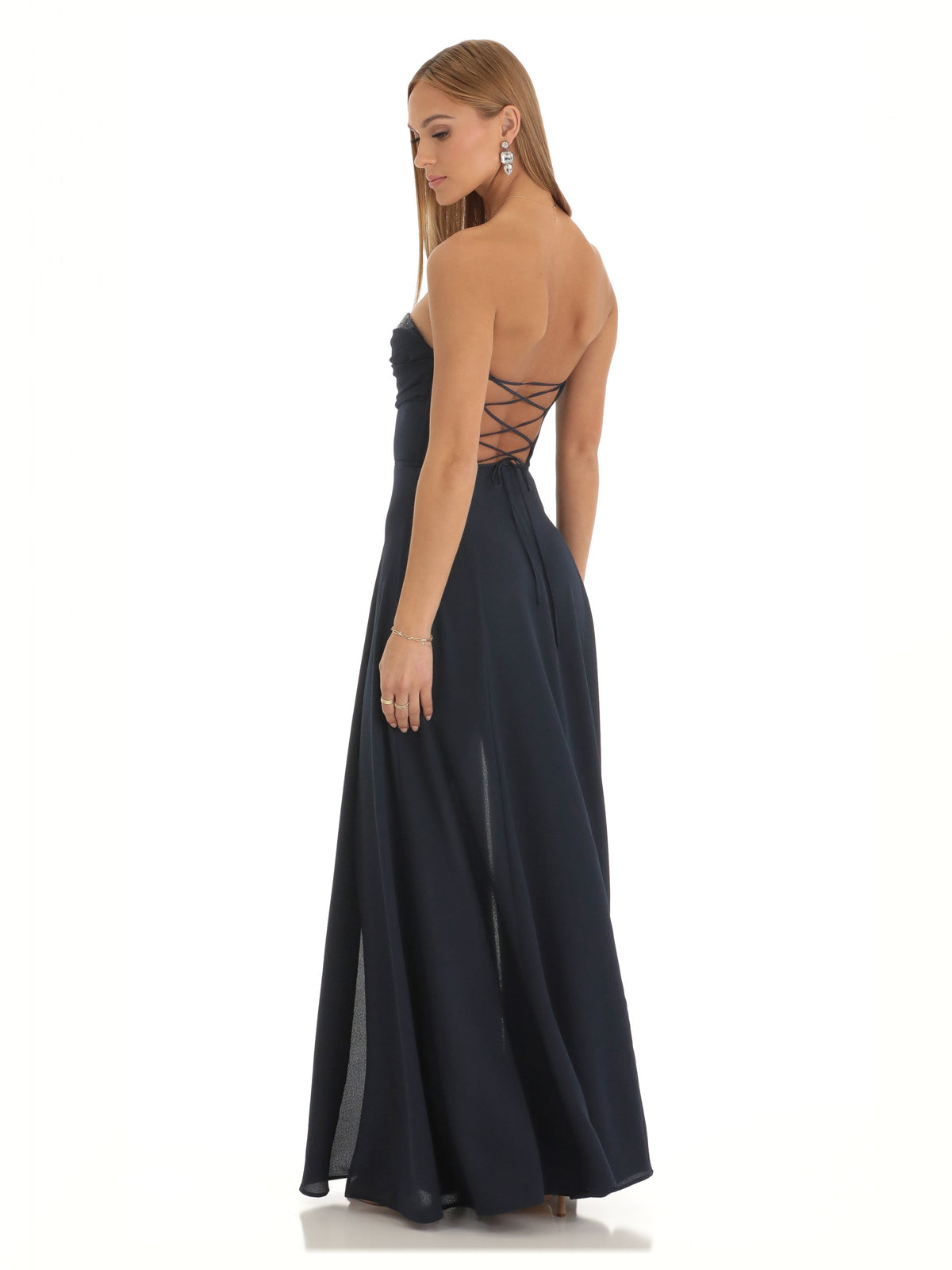 Dark Blue bridesmaid dress with a-line silhouette