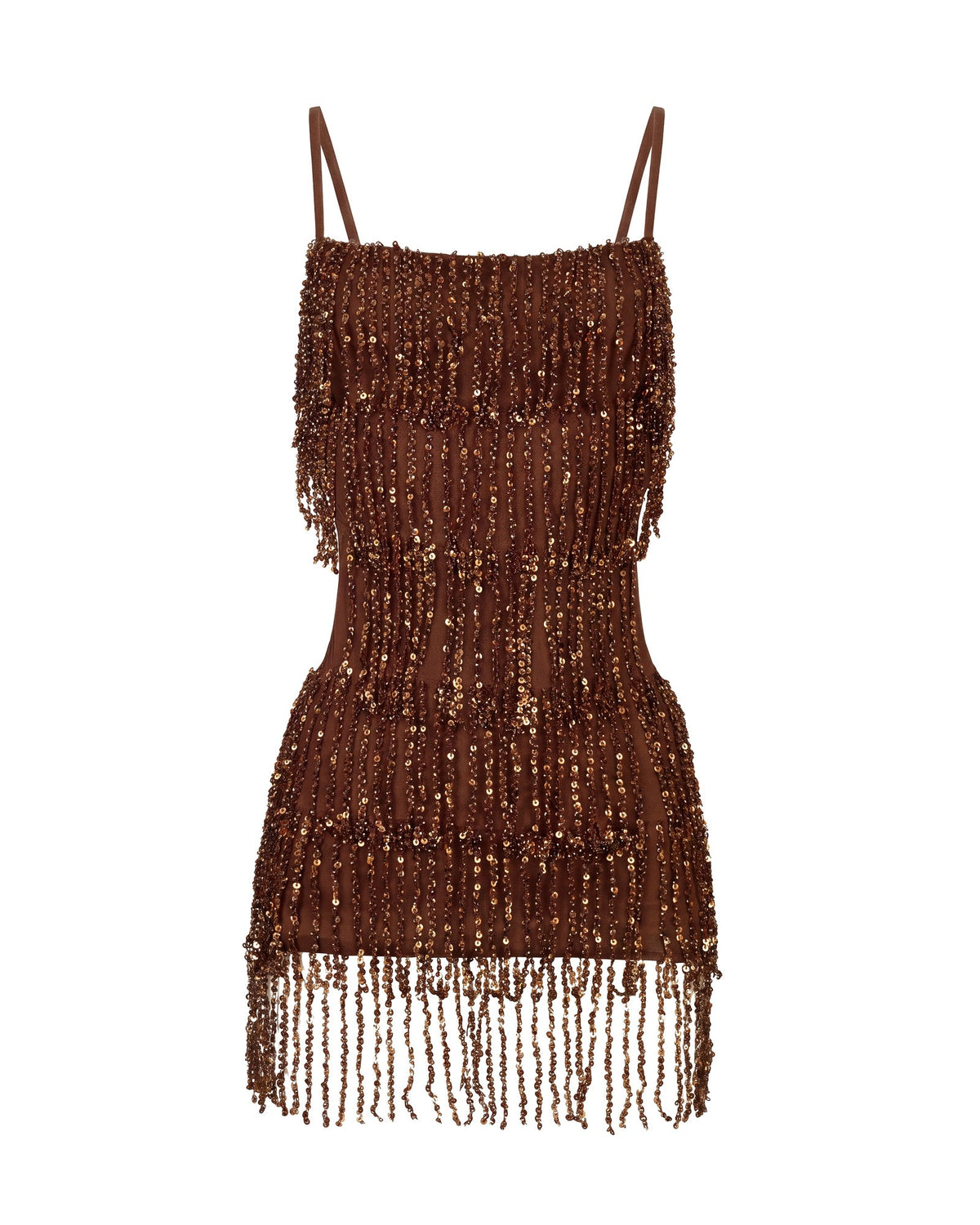 sequin fringe spaghetti strap homecoming dress - image 3