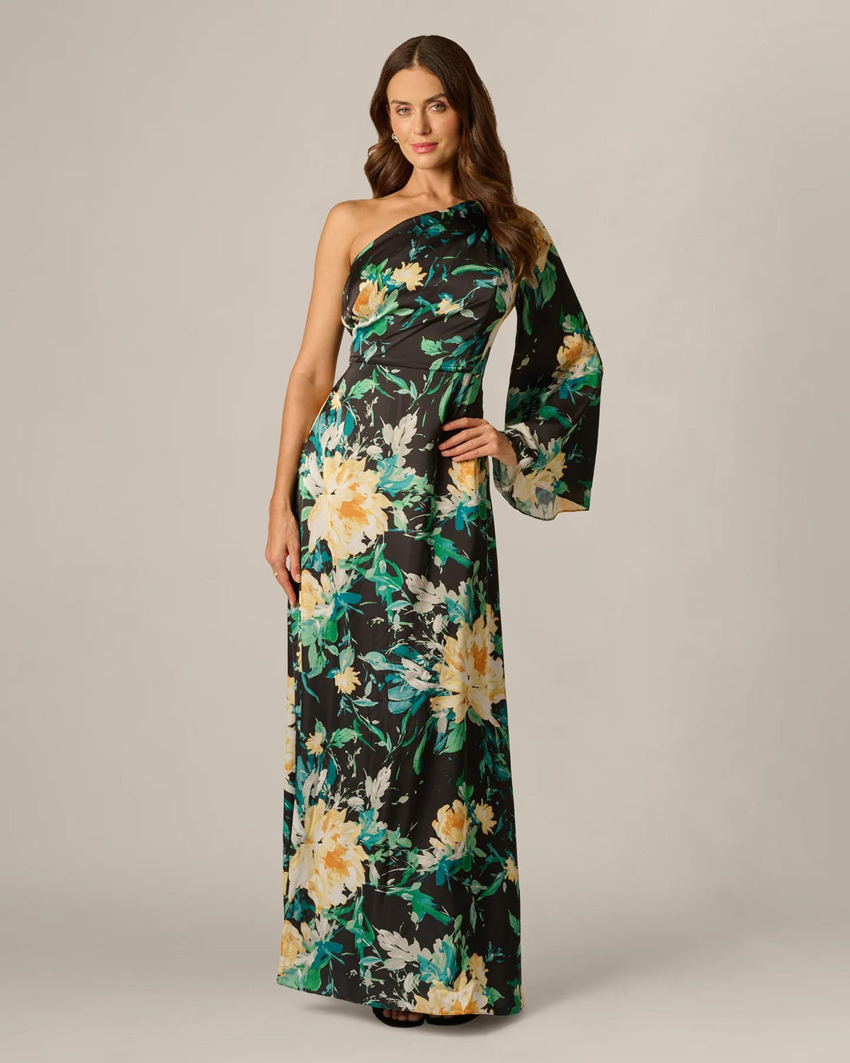 one-shoulder a-line maxi mother of the bride dress - image 3