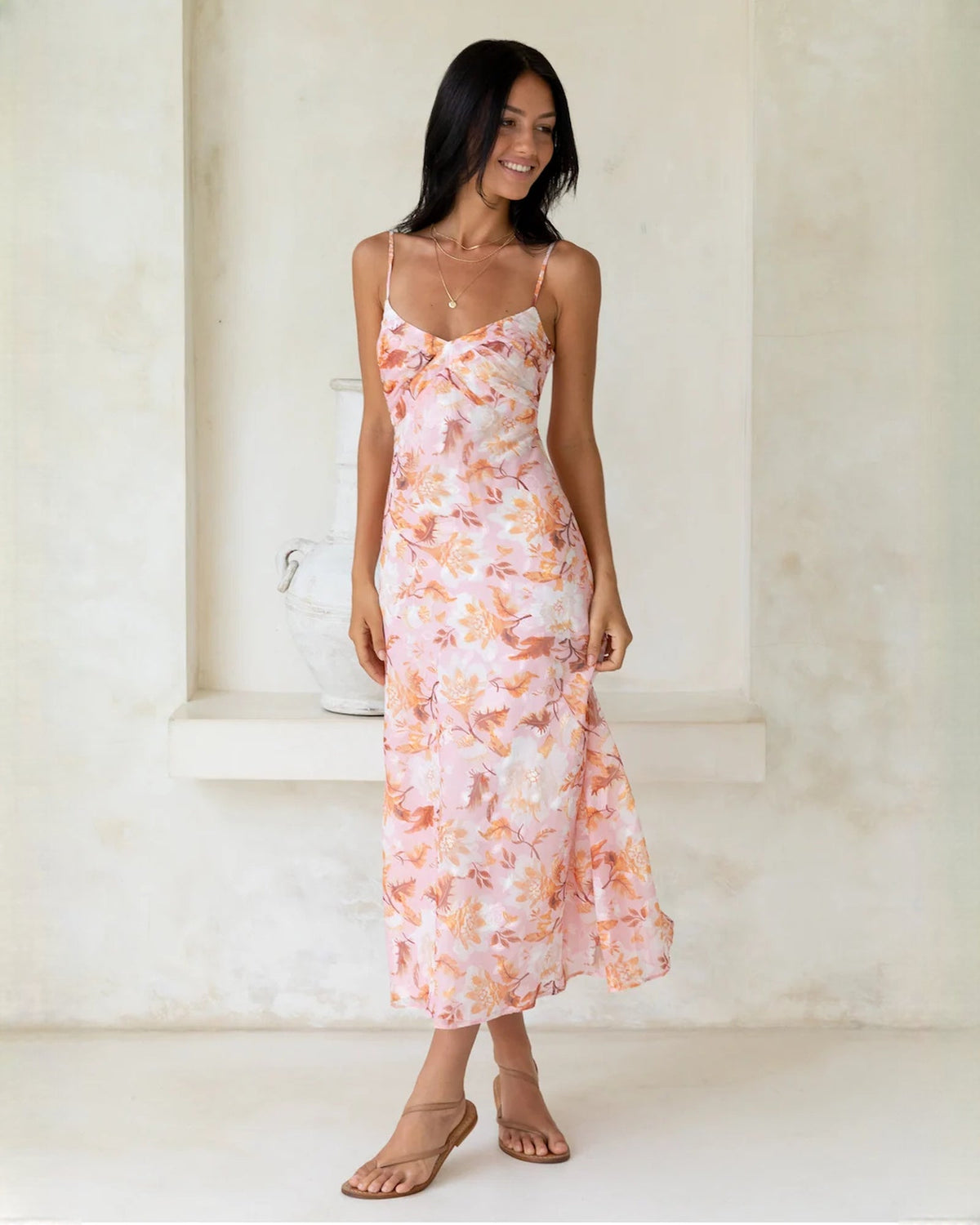 sleeveless satin a-line maxi bridesmaid dress - image 3