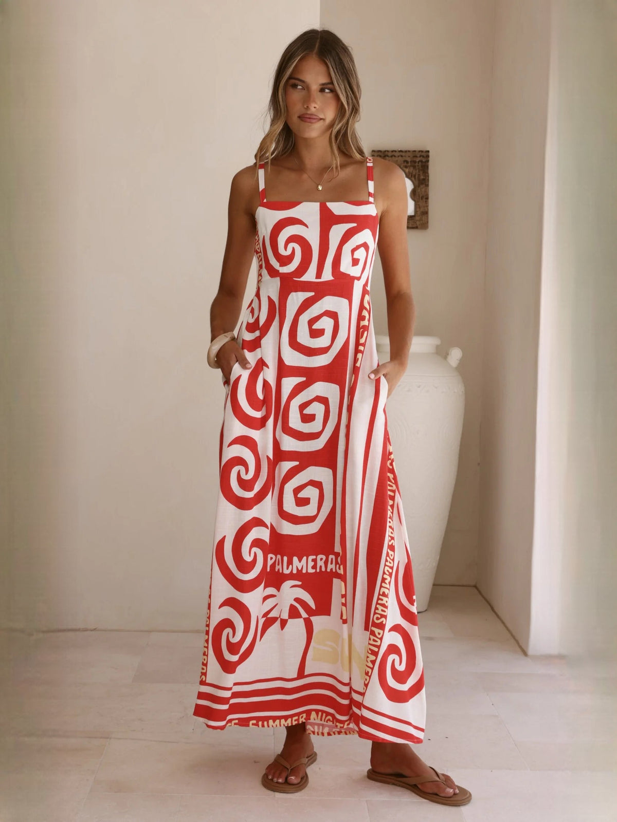 Print a-line maxi formal dress with printed pattern, alternate view