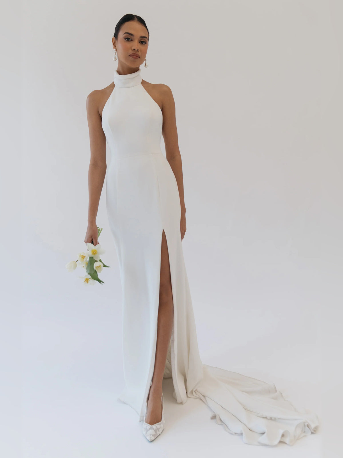 halter neck fit-and-flare floor-length formal dress - image 3