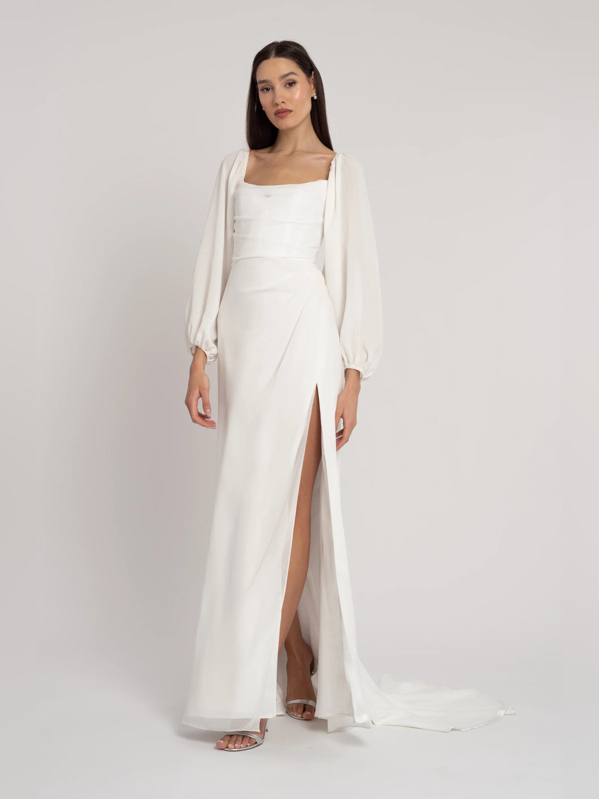 cowl neck a-line floor-length formal dress - image 3