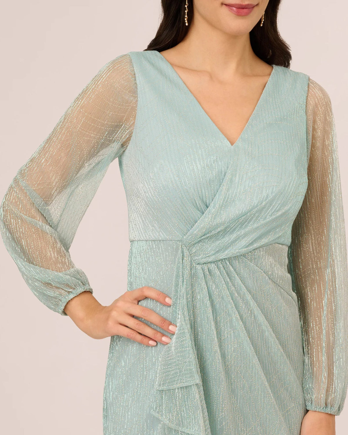 v neck wrap high-low mother of the bride dress - image 3