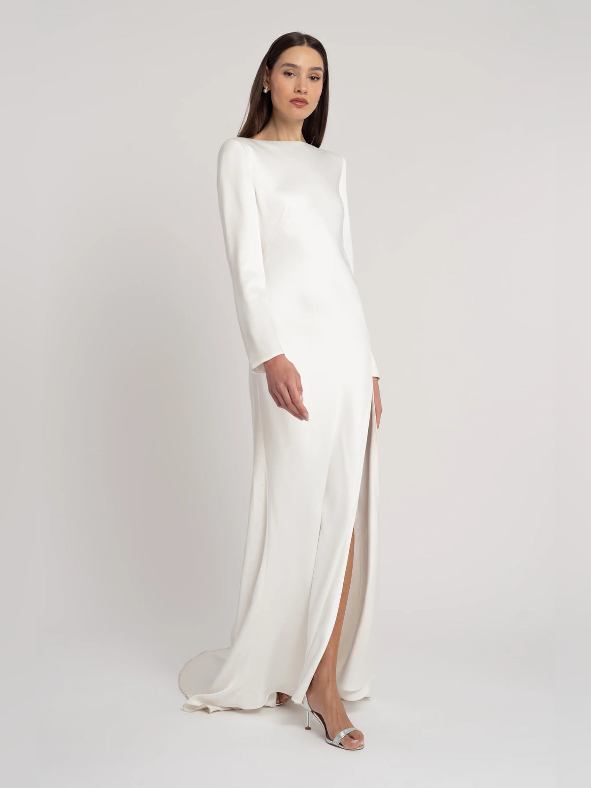 long-sleeve sheath floor-length formal dress - image 3
