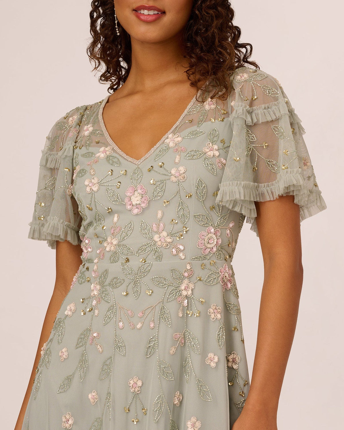 v neck a-line midi mother of the bride dress - image 3