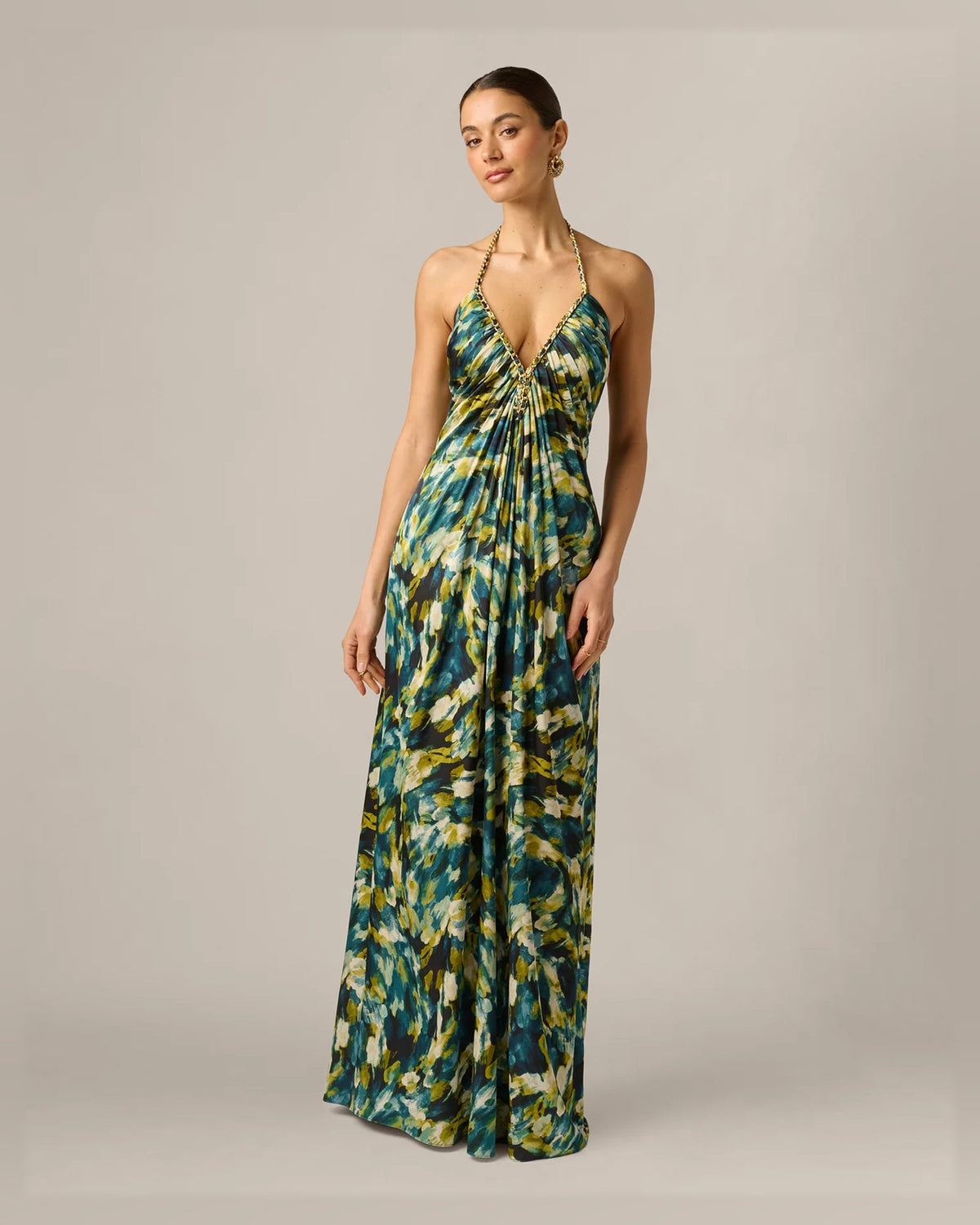 halter neck a-line floor-length formal dress - image 3