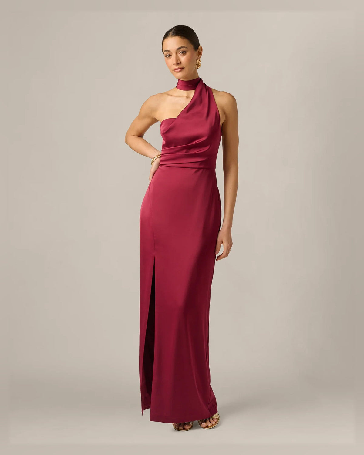 halter neck column floor-length formal dress - image 3