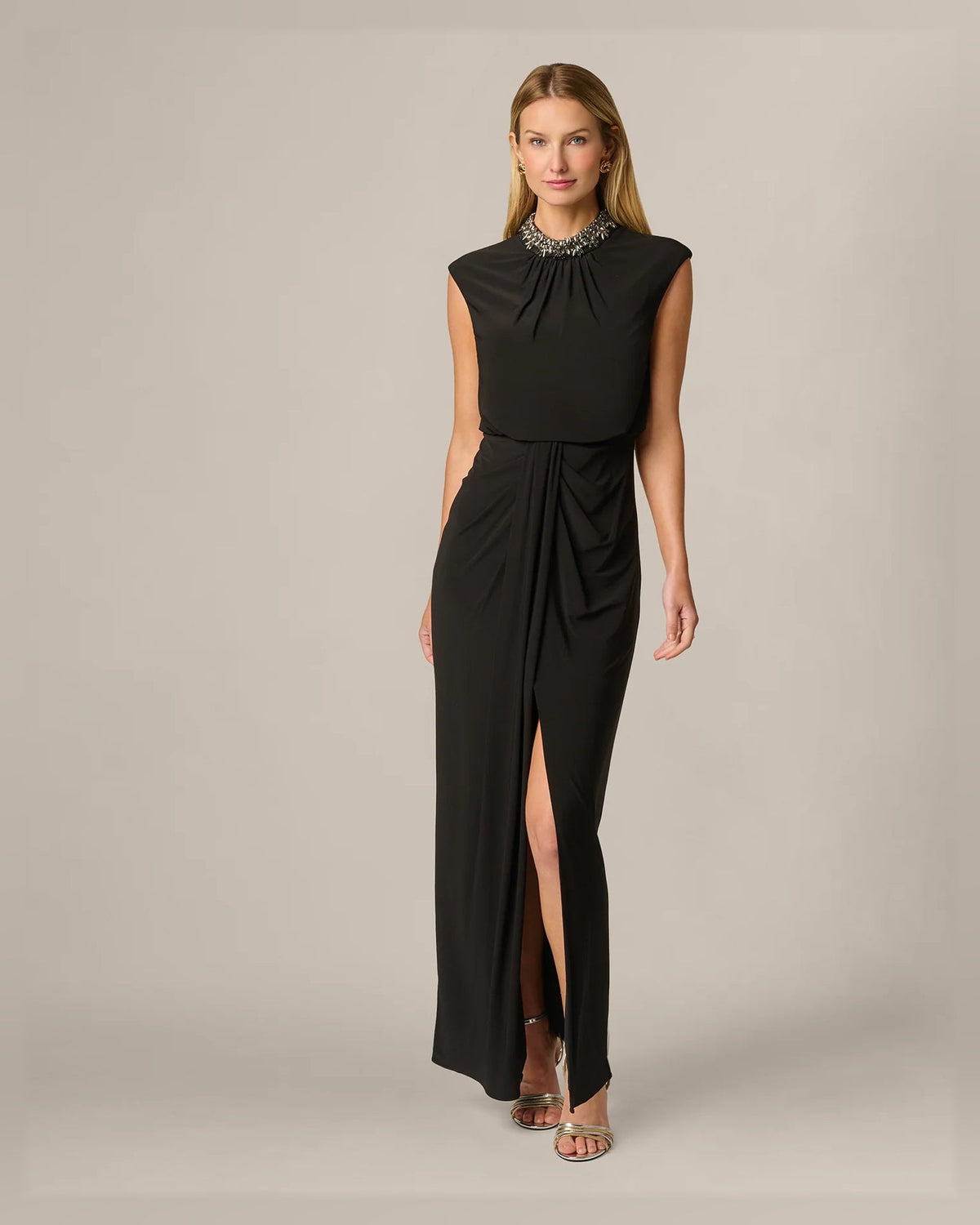 cap-sleeve column floor-length formal dress - image 3