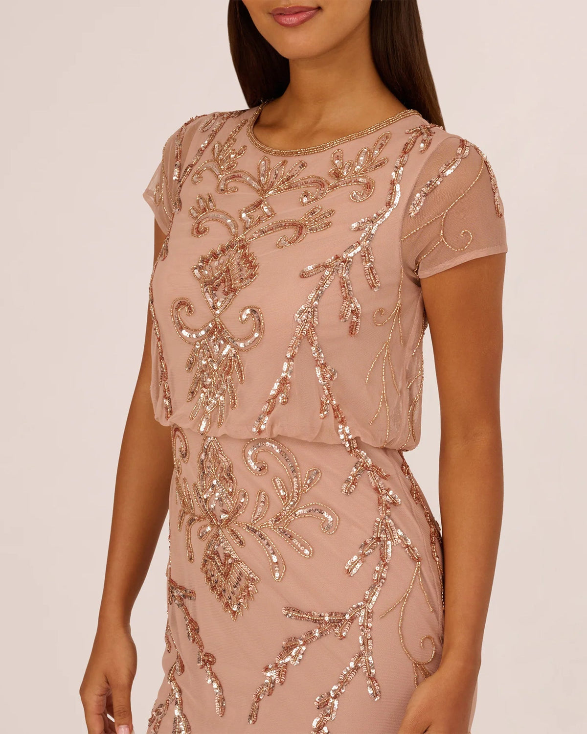 short-sleeve a-line maxi mother of the bride dress - image 3