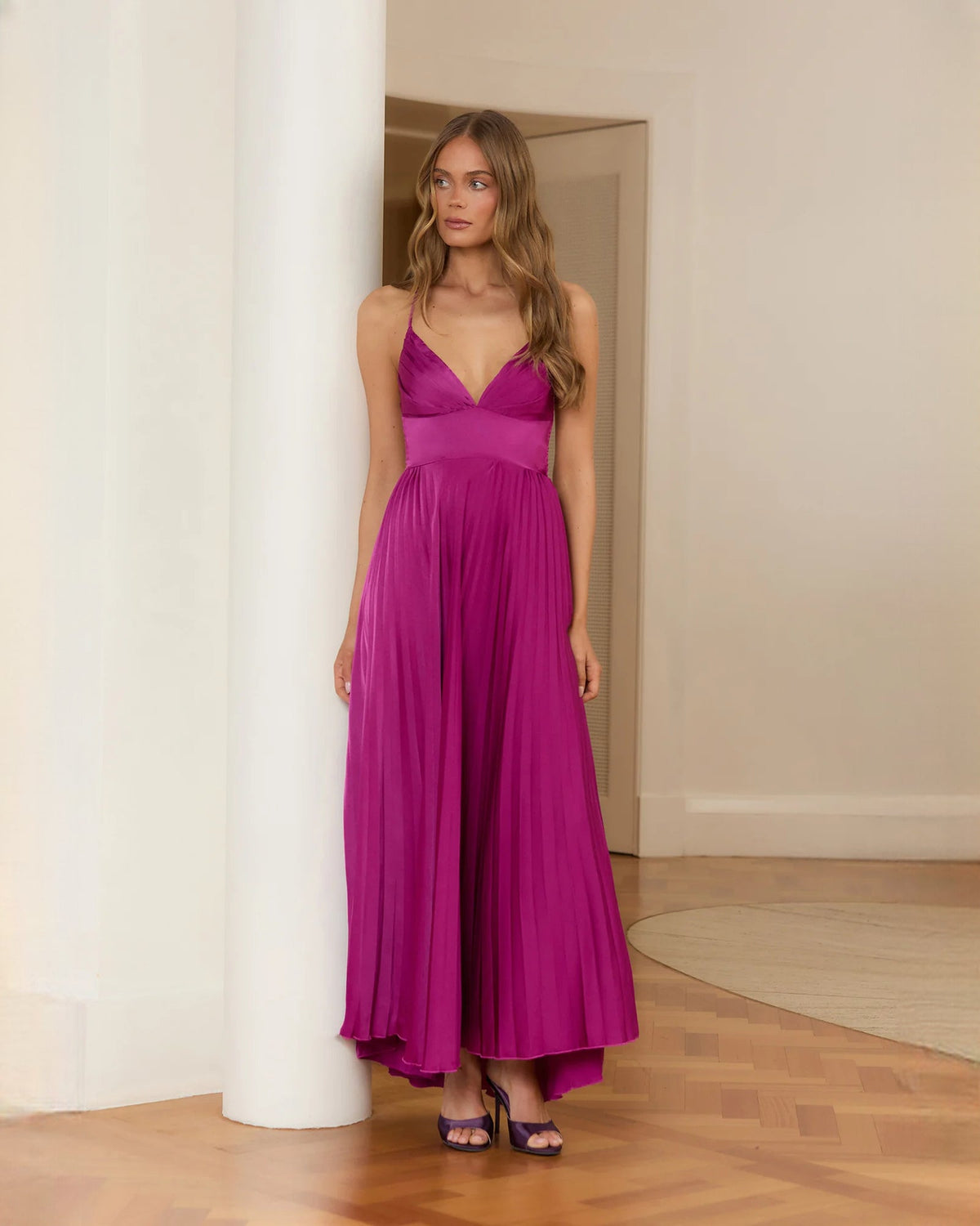 sleeveless chiffon a-line maxi bridesmaid dress - image 3